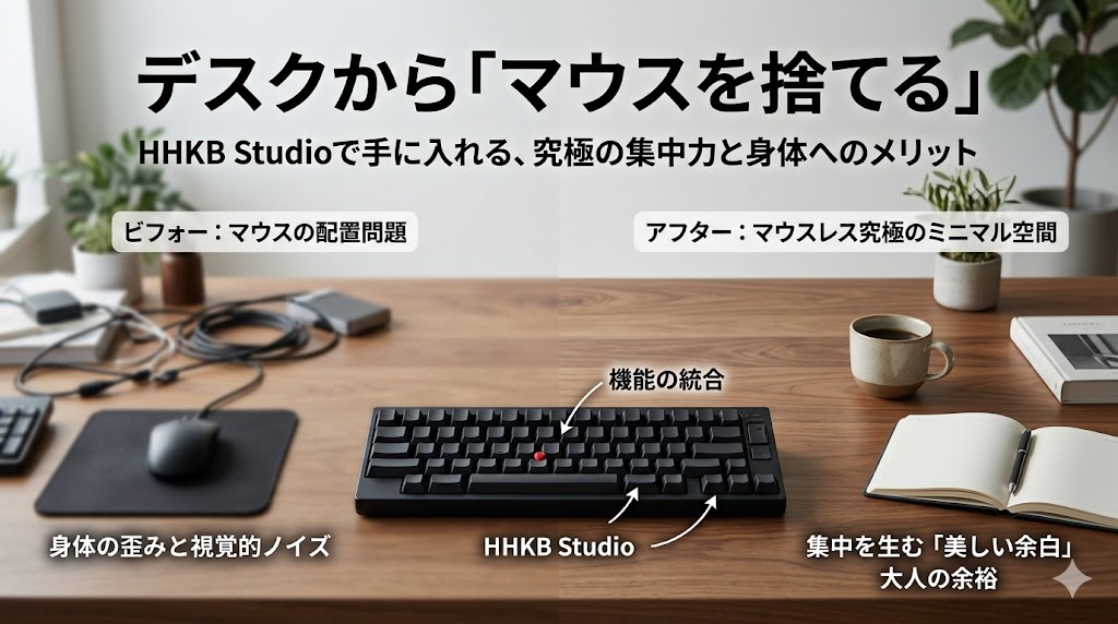 マウスを手放す。HHKB Studioが叶える極限までミニマルなデスク環境 | HHKB Studio完全教本|設定からトラブル解決までの全記録