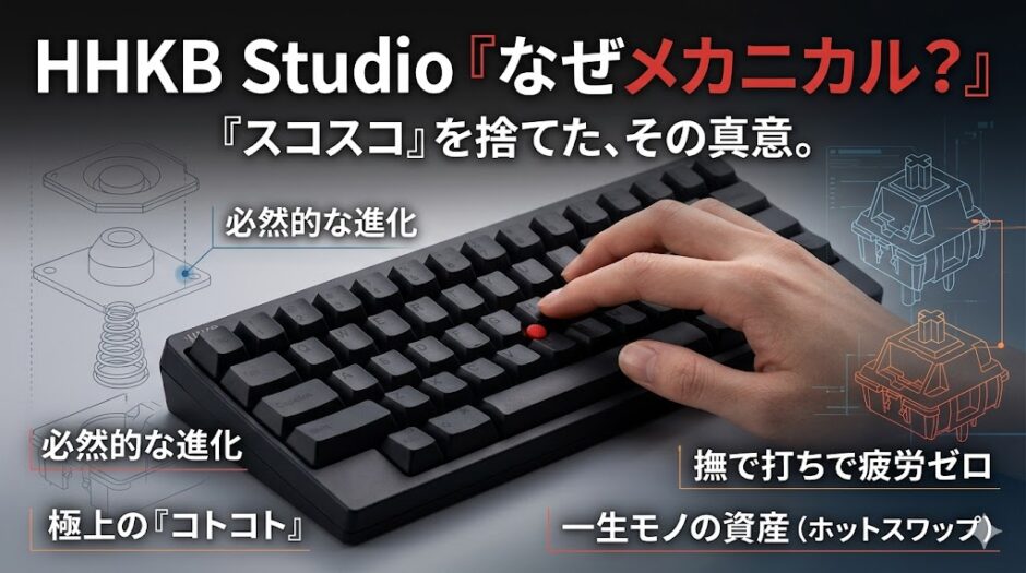 HHKB Studioなぜメカニカル？静電容量無接点方式を捨てた理由と打鍵感